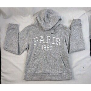 Grey "Paris 1989" Graphic Pullover Hoodie